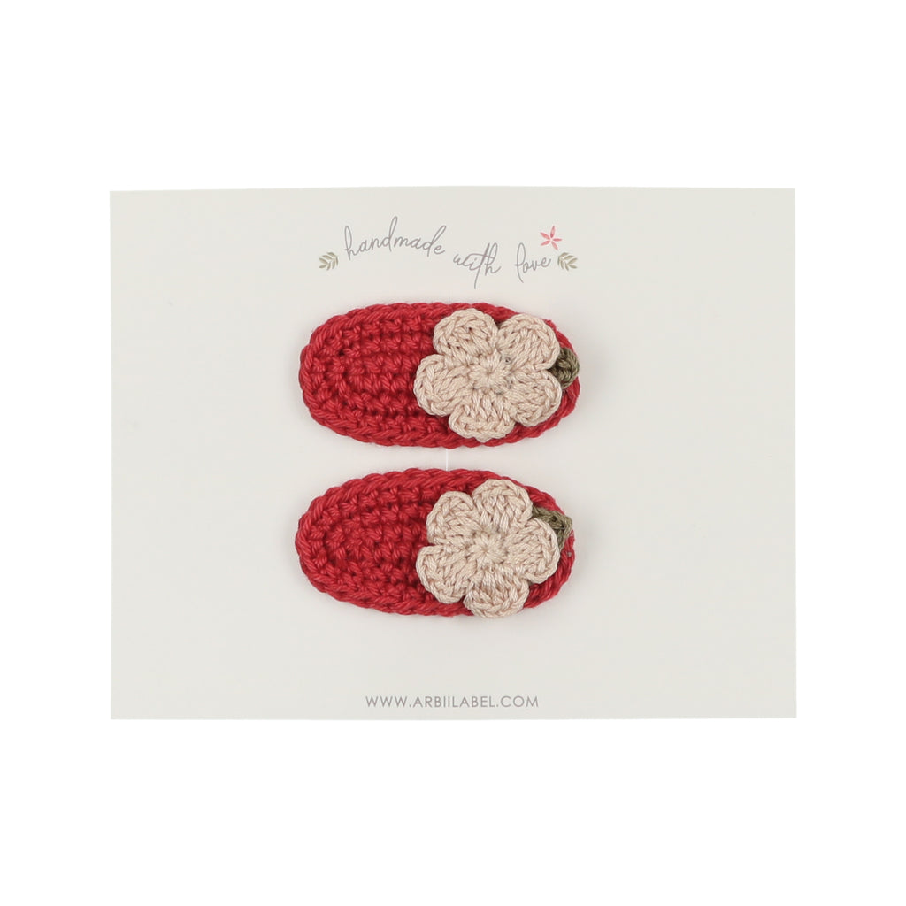 Red Flat Flower Crochet Clips – arbiilabel