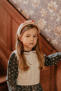 Pink Velvet Embroidered Berry Headband