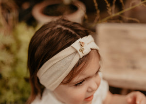 Oat Embroidered Turban