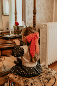 Bright Coral Extra Large Mohair Bow