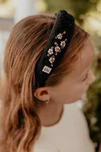 Black Crochet Daisy Headband