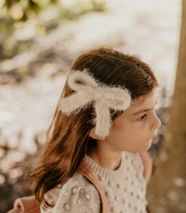 Oatmeal Mohair Bow Clip