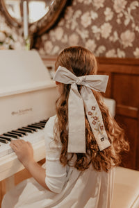 Oversized Mauve Embroidered Flower Clip