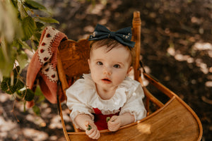 Navy Printed Dolly Bow