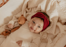 Deep Red Ribbed Shirred Turban