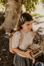 Navy Floral Embroidered Clips