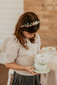 Ribbon Embroidery on Black Velvet Headband