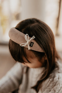 Mocha Suede Headband with Lace Detail