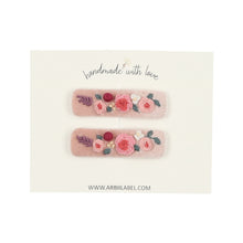 Pink Velvet Embroidered Clips