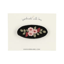 Black Velvet Embroidered Barrette