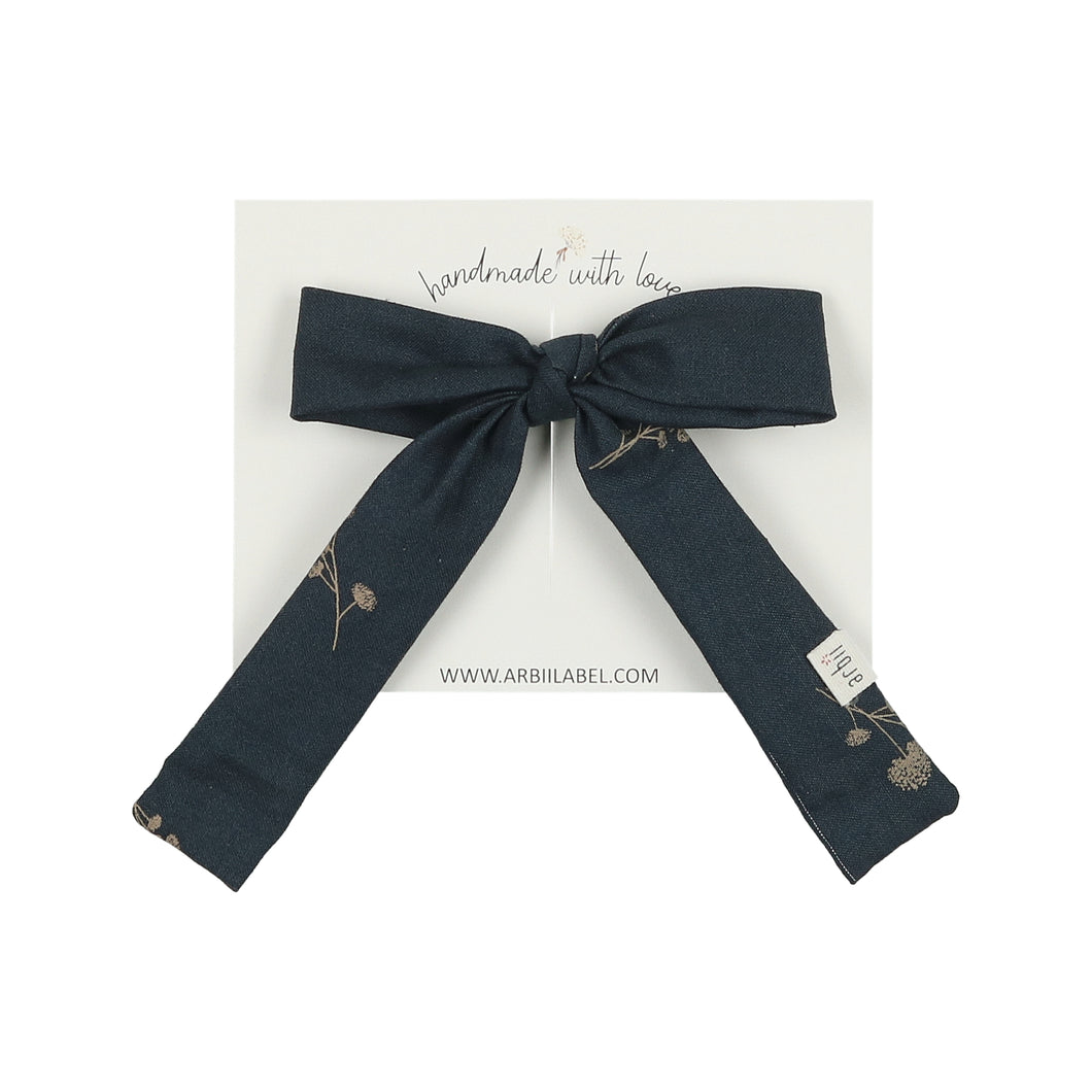 Navy Printed Small  Bow