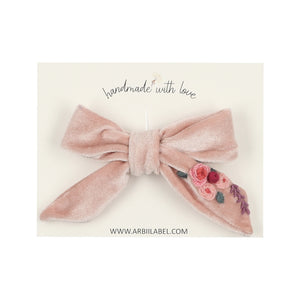 Pink Velvet Berry Bow Clip