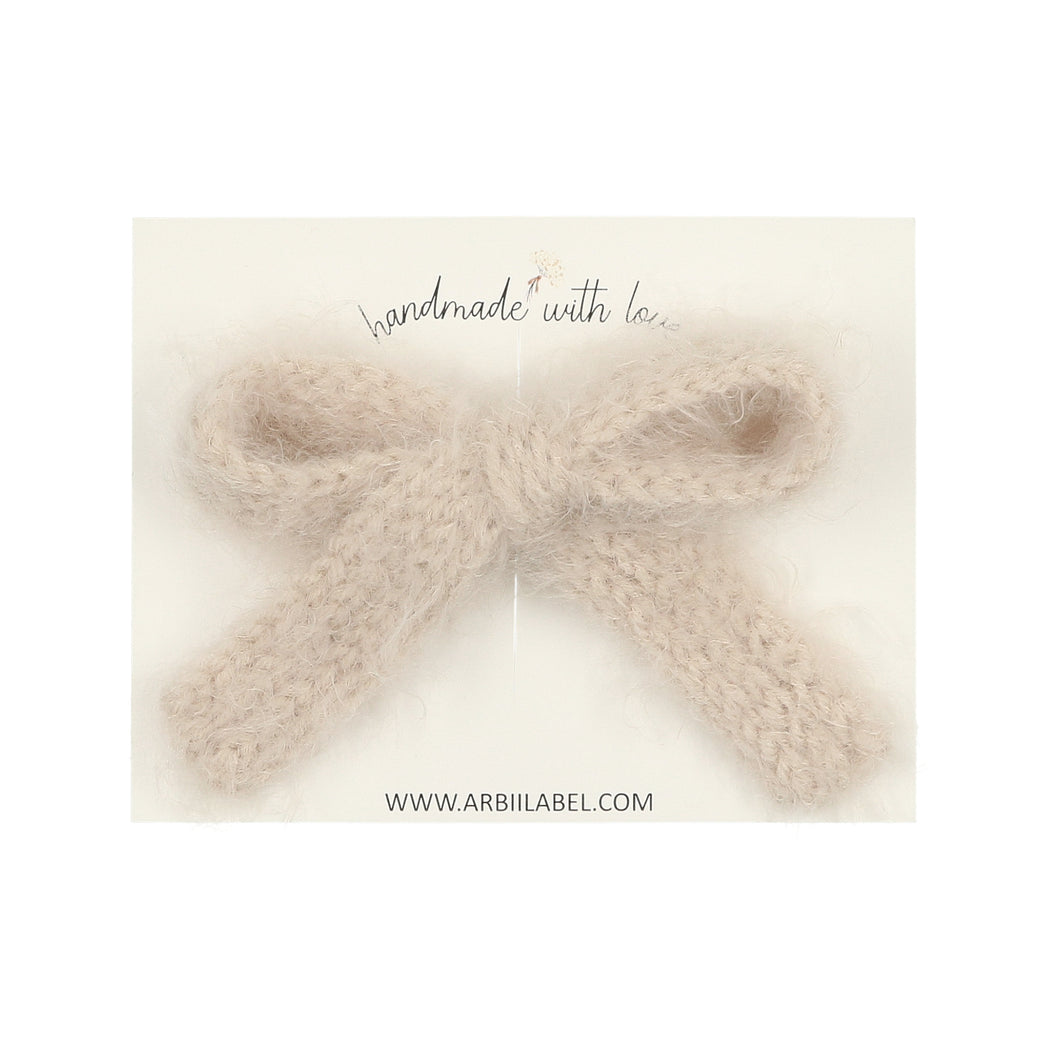 Oatmeal Mohair Bow Clip