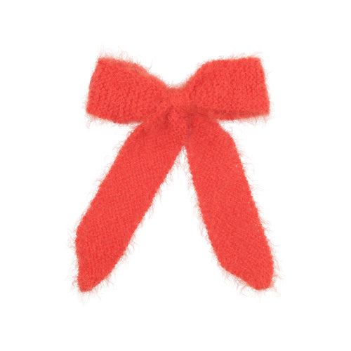 Bright Coral Extra Large Mohair Bow