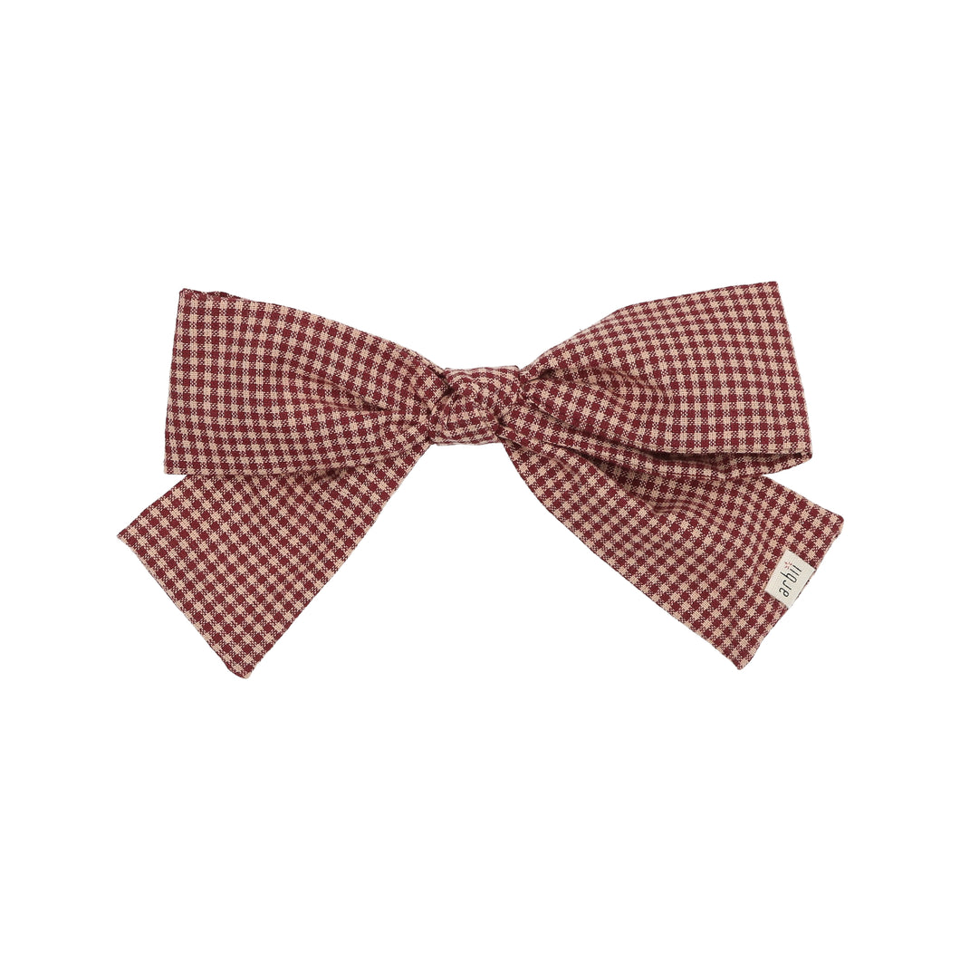 Red Gingham Printed Big Bow Clip