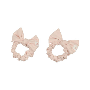 Pink Suede Scrunchie Bows