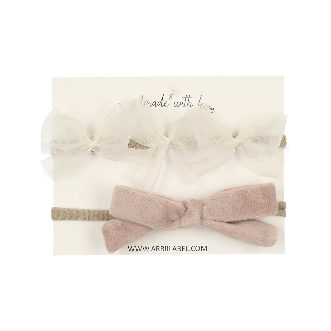 Organza Triple Bow / Pink Velvet Gift Set