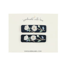 Navy Floral Embroidered Clips