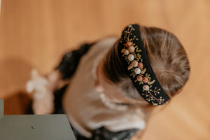 Black Embroidered Headband