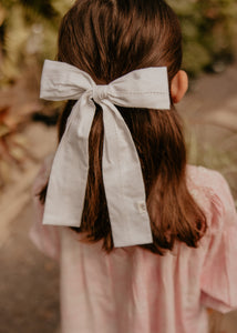 Hemstitch White Oversized Bow