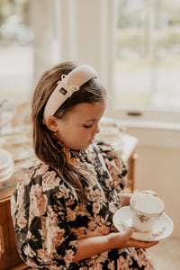 Pink Suede Headband with Lace Detail