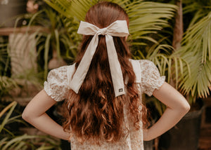 Ivory Silk Oversized Thin Bow