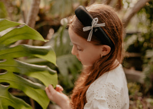 Black with Lace Detail Bow Headband