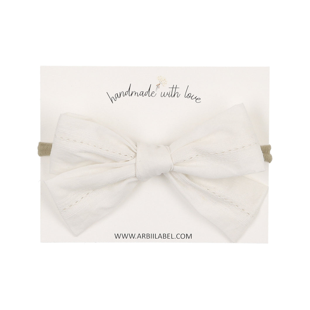 Hemstitch White Baby Bow