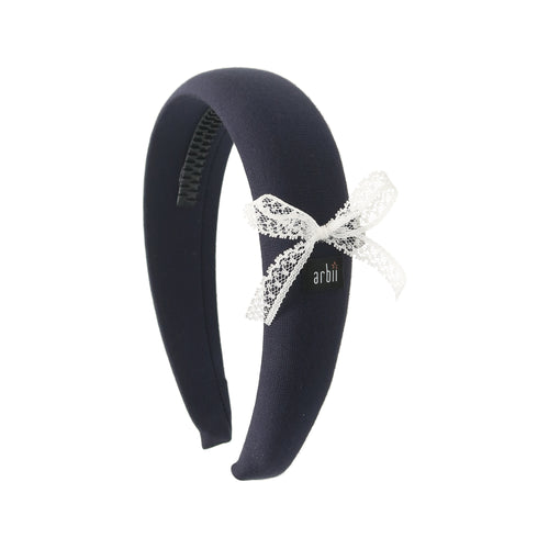 Navy with Lace Detail Bow Headband