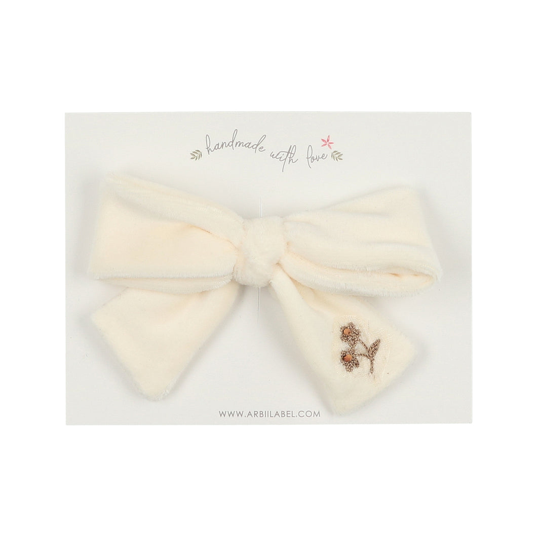 Velvet Embroidered Bow Clip